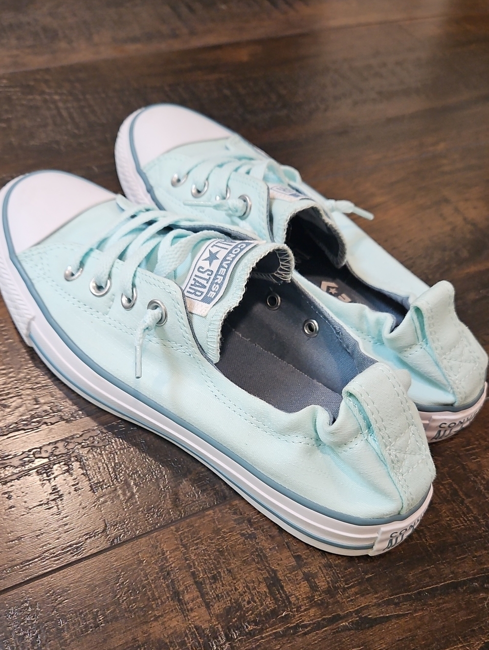 Converse Shoreline Classic Low Top Elastic Back Sneakers Light Mint Color Sz 8 - Picture 15 of 16